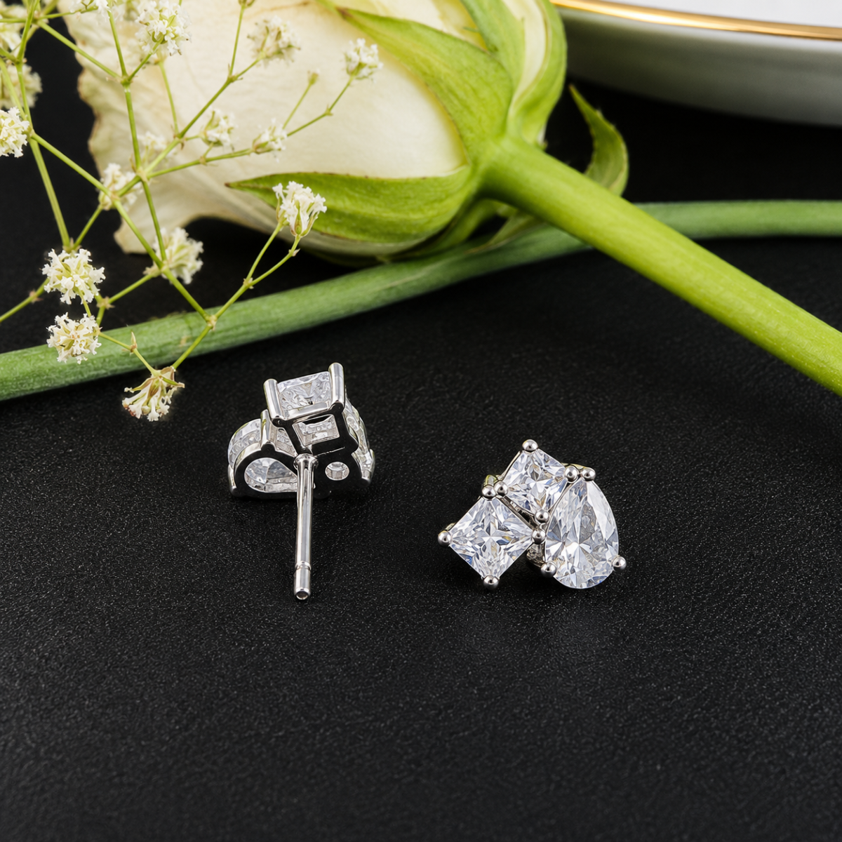 Elegant Square CZ Silver Tops for Women - Image 4