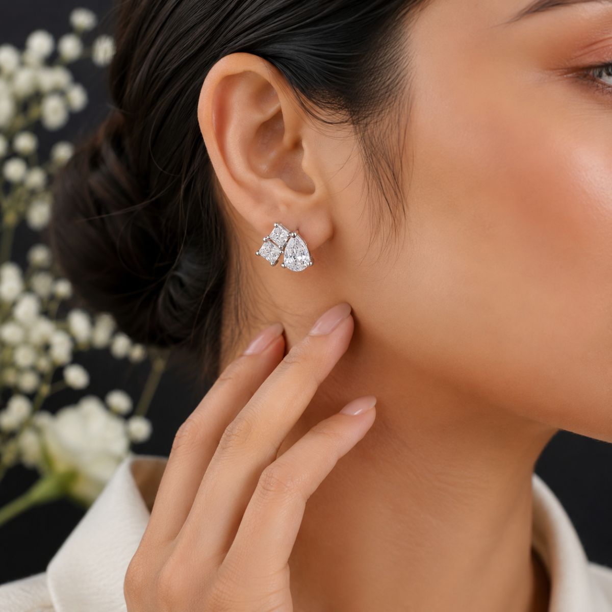 Elegant Square CZ Silver Tops for Women - Image 2