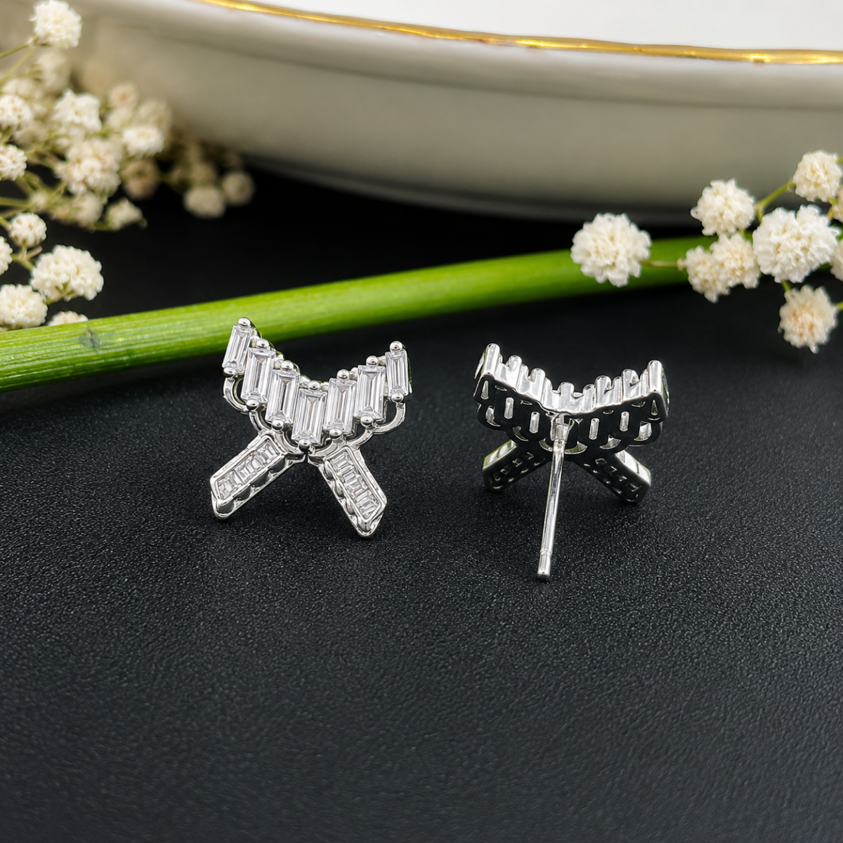 Designer Butterfly CZ Silver Tops for Women - Image 3