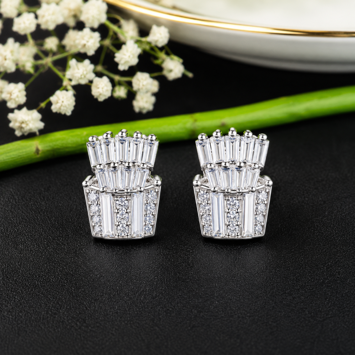 Luxury Crown Style CZ Silver Tops for Women - Image 1