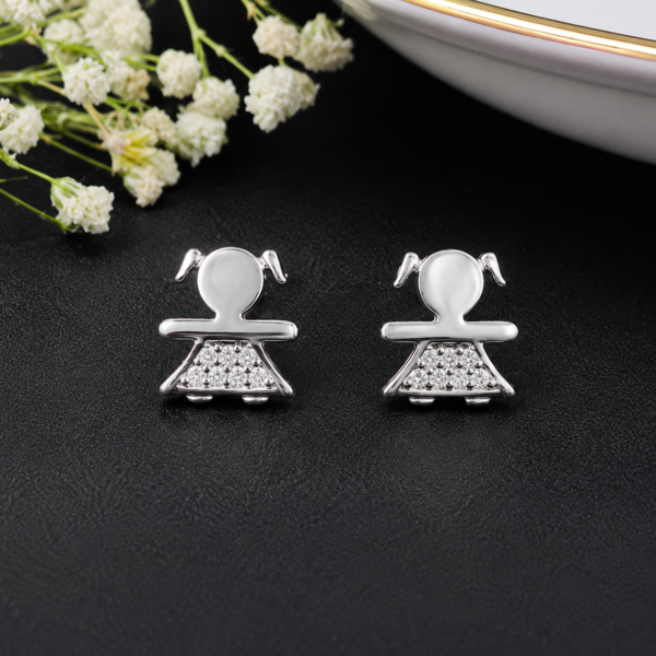 Cute Doll Style CZ Silver Tops for Women