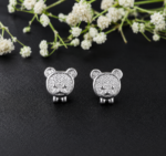 Cute Teddy Bear CZ Silver Tops for Women