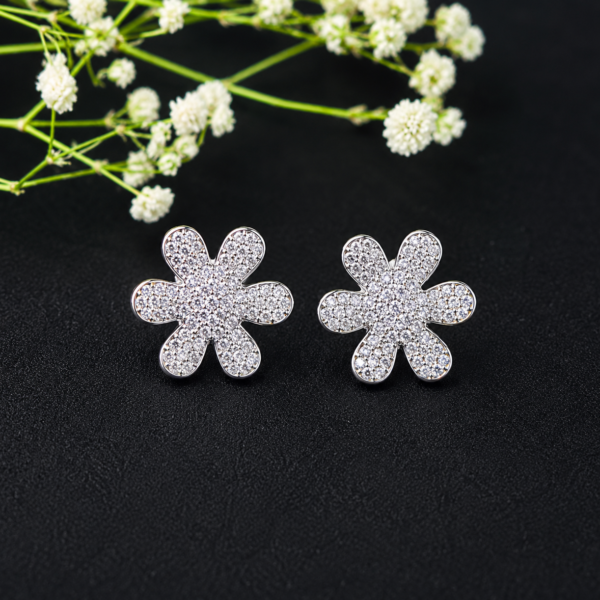 Luxury Flower CZ Silver Tops for Women