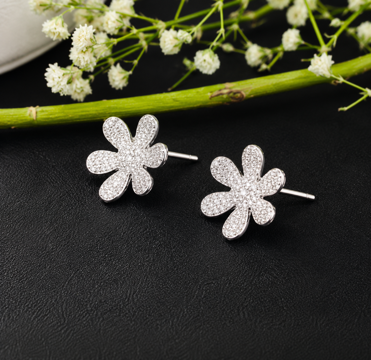 Luxury Flower CZ Silver Tops for Women - Image 3