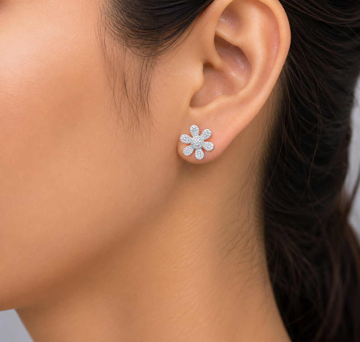 Luxury Flower CZ Silver Tops for Women - Image 2