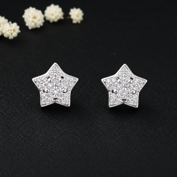Cute Star Shape CZ Silver Tops for Women