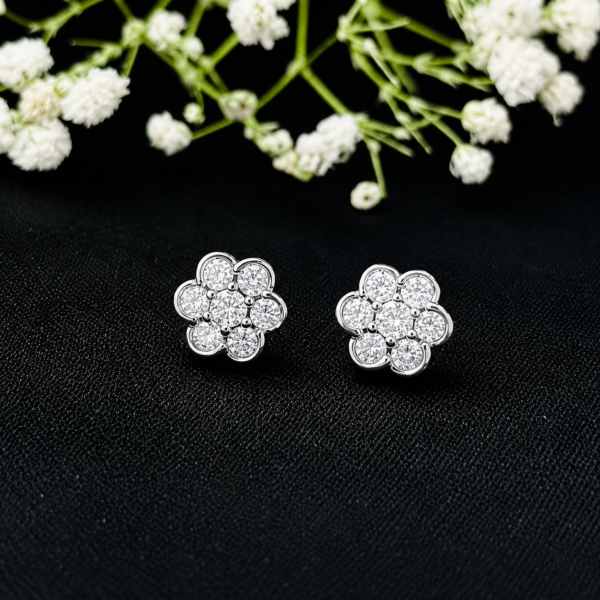 Elegant Flower Cluster CZ Silver Tops for Women