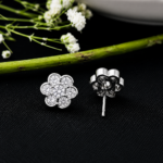 Elegant Flower Cluster CZ Silver Tops for Women - Image 4