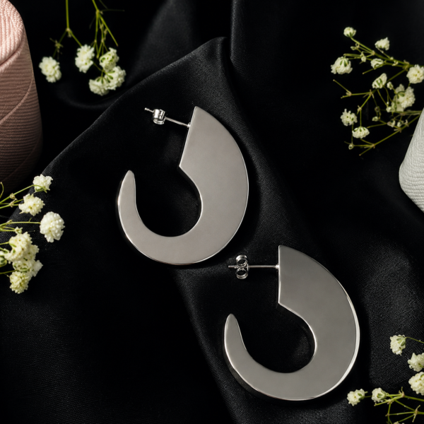 Elegant Silver Crescent Drop Tops
