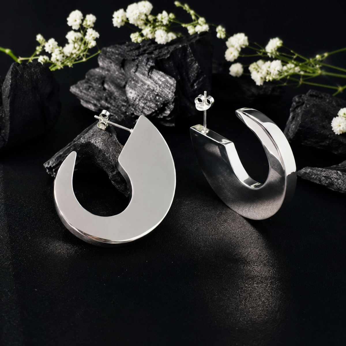 Elegant Silver Crescent Drop Tops - Image 4