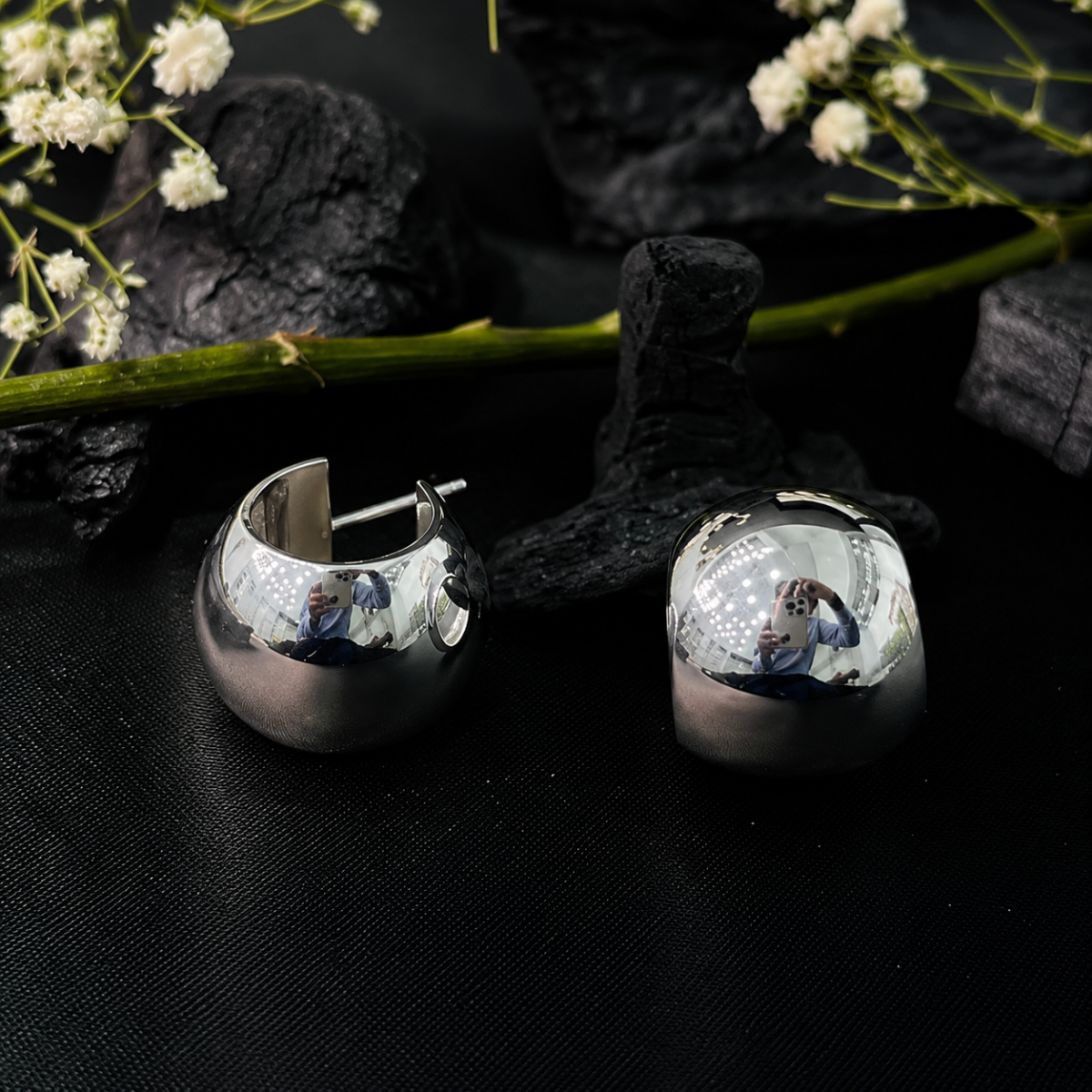Premium Abstract Dome Shape Silver Statement Tops - Image 3