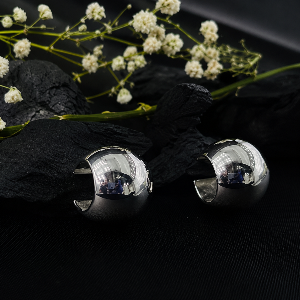 Premium Abstract Dome Shape Silver Statement Tops - Image 1