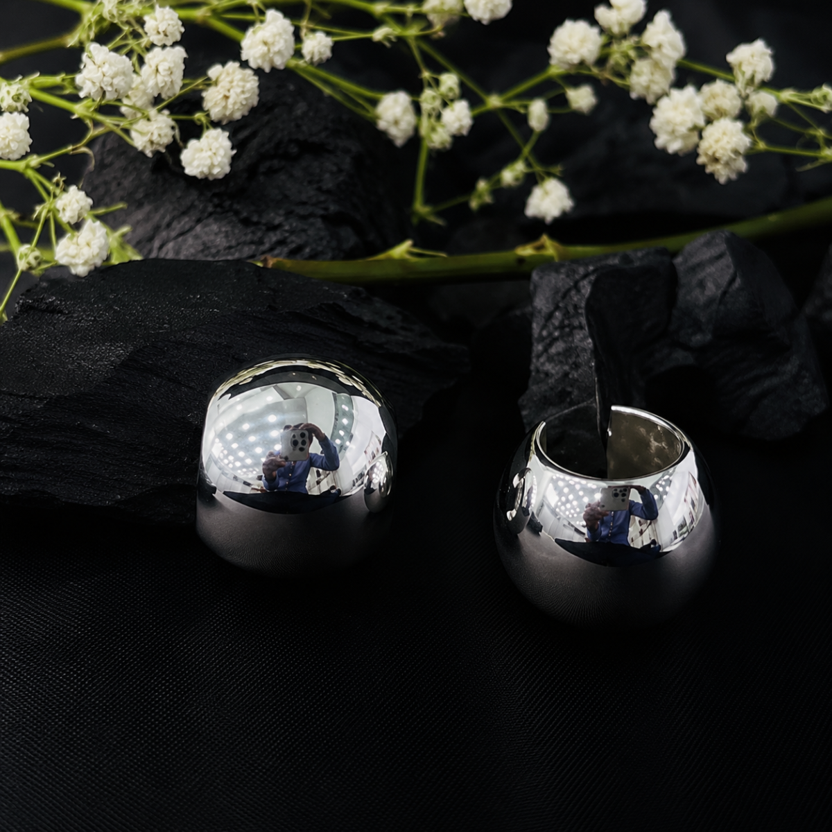 Premium Abstract Dome Shape Silver Statement Tops - Image 4