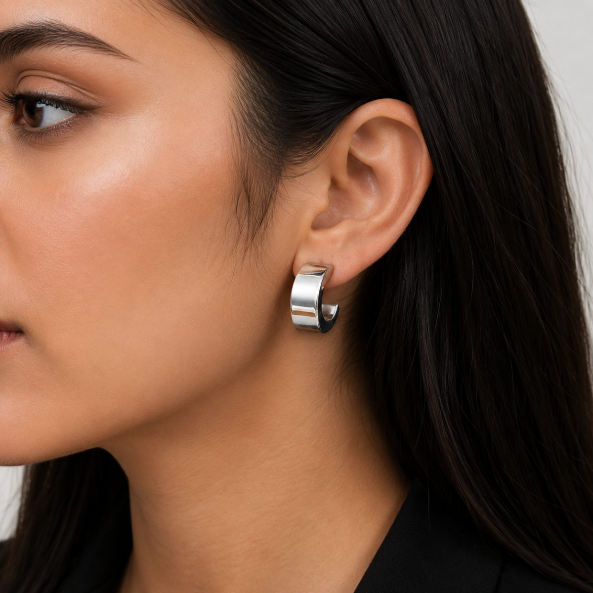 Classic Silver Hoop Tops for Women - Image 2