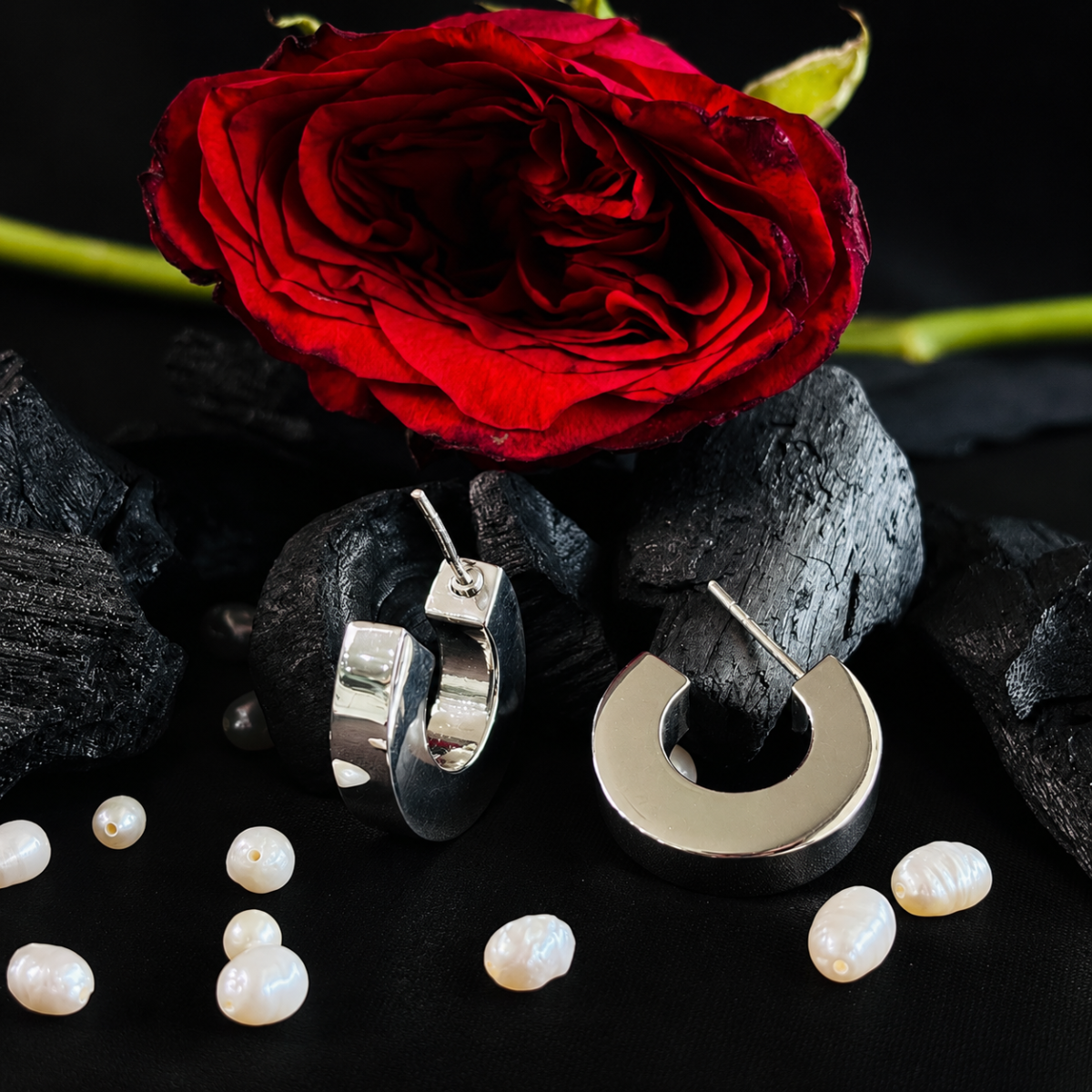 Modern C Shape Silver Hoop Tops for Women - Image 3
