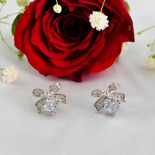 Elegant CZ Flower Silver Tops for Women