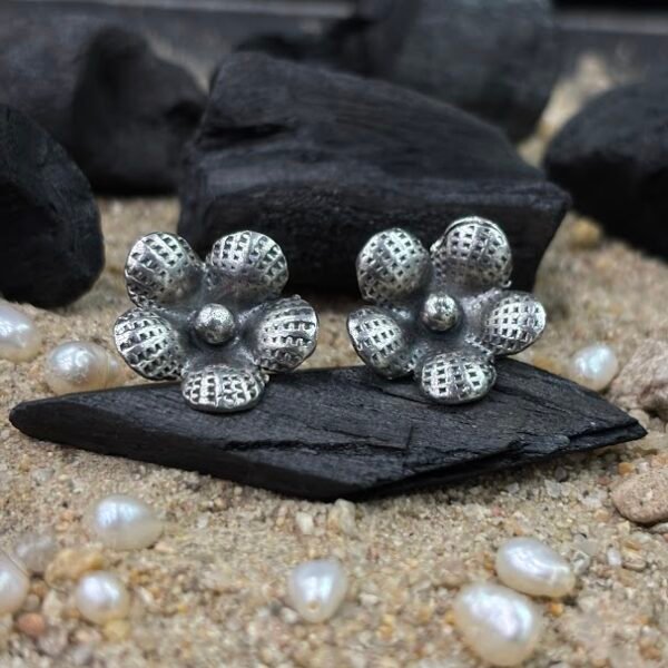 Designer Flower Cluster Silver Tops for Women