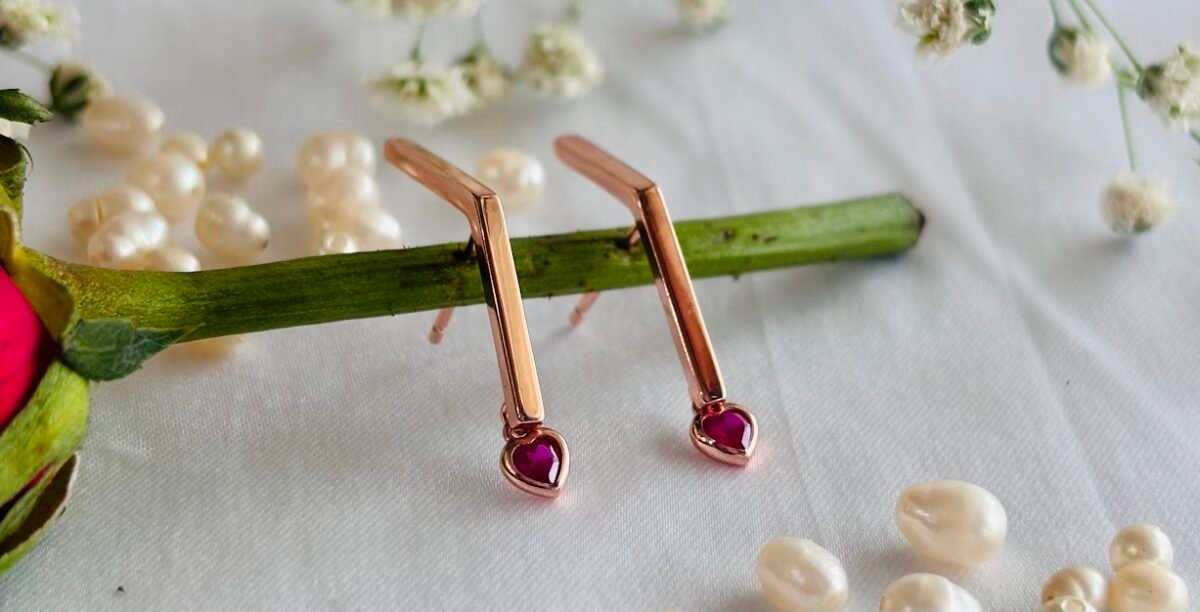Minimal Ruby Drop Bar Silver Tops for Women - Image 4