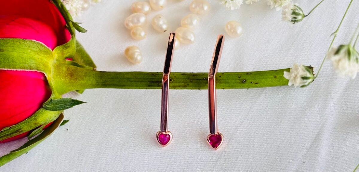 Minimal Ruby Drop Bar Silver Tops for Women - Image 3