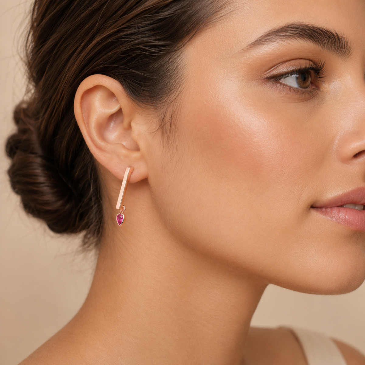 Minimal Ruby Drop Bar Silver Tops for Women - Image 2