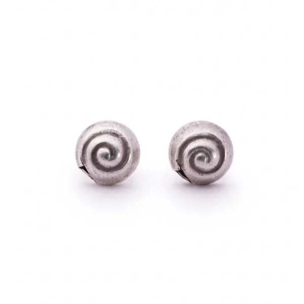 Spiral Dome Stud Earrings in Rhodium Silver