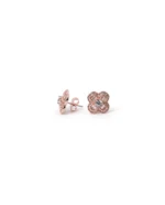 Petite Quatrefoil CZ Stud Earrings in Rhodium Silver - Image 2