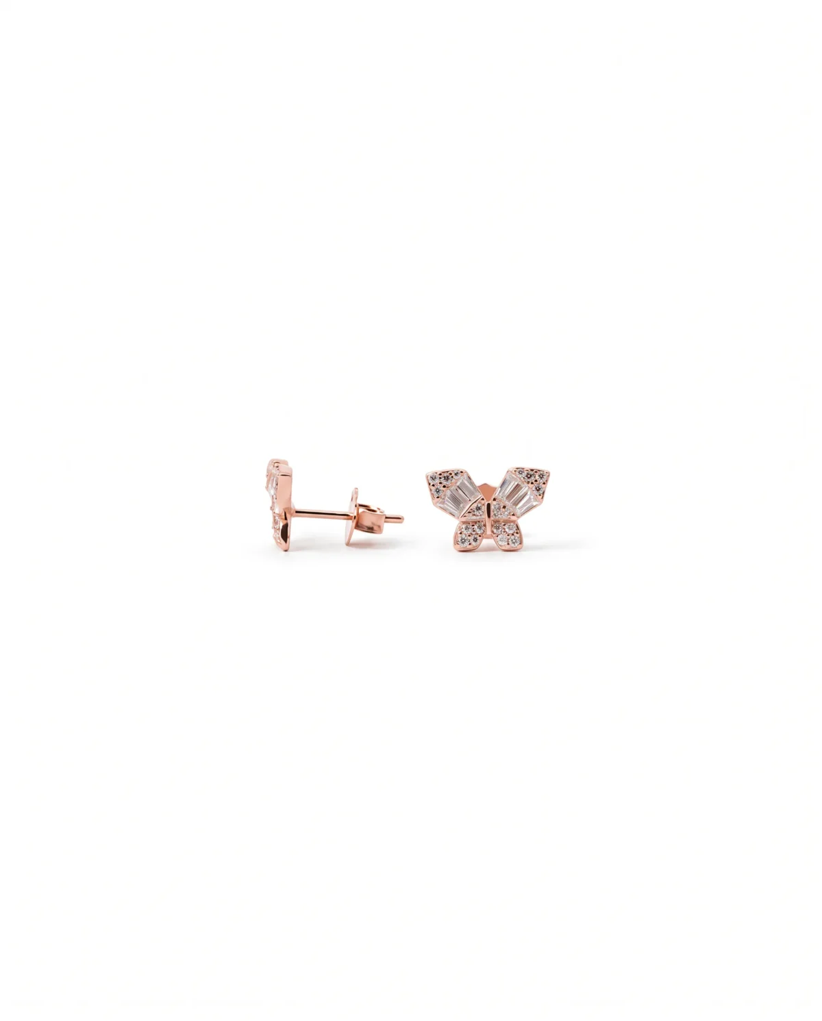 Sparkling Butterfly CZ Stud Earrings in Rhodium Silver - Image 1