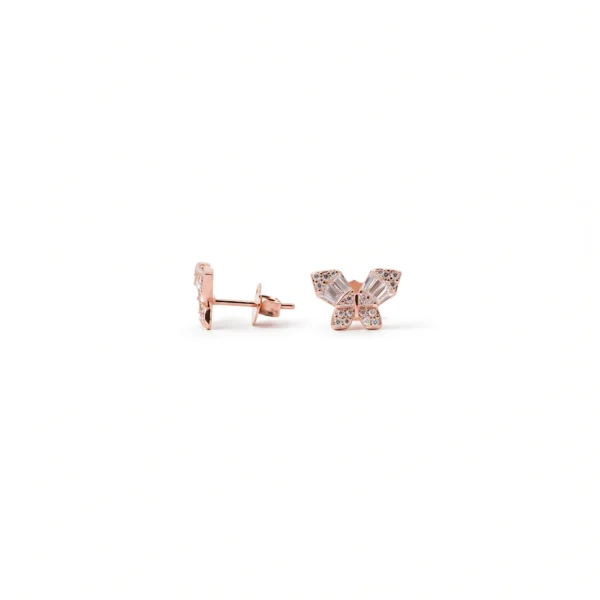 Sparkling Butterfly CZ Stud Earrings in Rhodium Silver