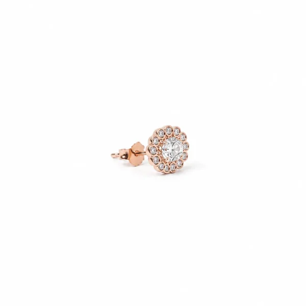 Petite Oval Pave CZ Stud Earrings in Rhodium Silver