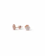 Petite Floral Star CZ Stud Earrings in Rhodium Silver - Image 2