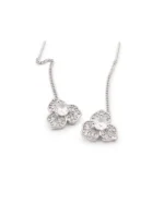 Three-Stone Cluster CZ Sui Dhaga Threader Earrings in Rhodium Silver - Image 2