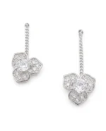 Three-Stone Cluster CZ Sui Dhaga Threader Earrings in Rhodium Silver