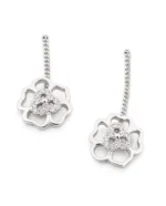 Open Floral Mandala Sui Dhaga Threader Earrings in Rhodium Silver