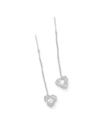 Three-Stone Cluster CZ Sui Dhaga Threader Earrings in Rhodium Silver - Image 3