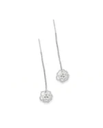 Open Floral Mandala Sui Dhaga Threader Earrings in Rhodium Silver - Image 2