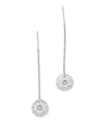 Filigree Circle Motif Sui Dhaga Threader Earrings in Rhodium Silver - Image 2