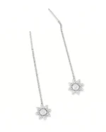 Sunburst Cluster CZ Sui Dhaga Threader Earrings in Rhodium Silver - Image 2