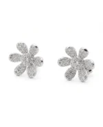 Classic Daisy CZ Stud Earrings in Rhodium Silver