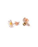 Mismatched Bumblebee and Daisy Enamel Studs in Rhodium Silver - Image 2