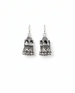 Tiered Bell Oxidized Jhumka Earrings in Rhodium Silver