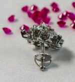 Radiant Floral Cluster CZ Stud Earrings in Rhodium Silver - Image 2