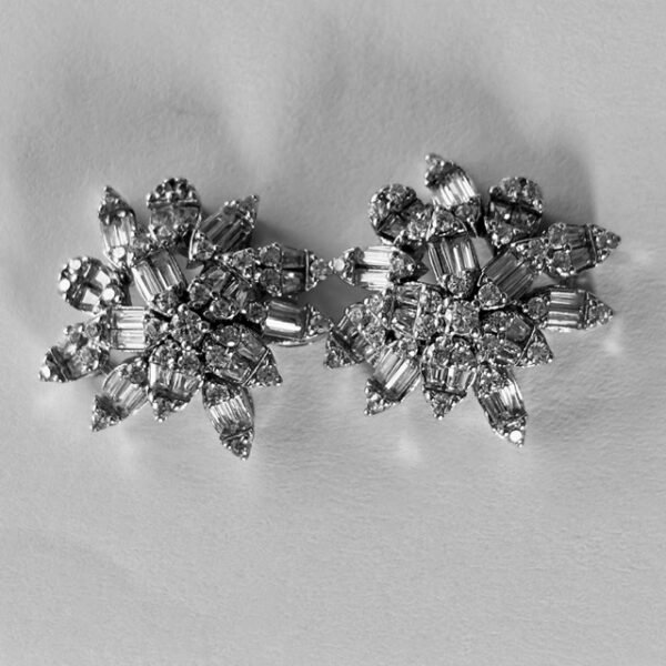 Radiant Floral Cluster CZ Stud Earrings in Rhodium Silver