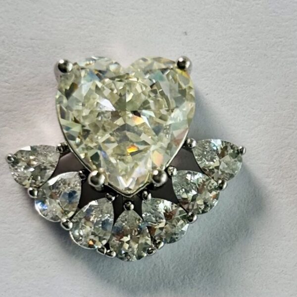 Vintage Fan Motif Pave CZ Stud Earrings in Rhodium Silver