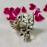 Vintage Fan Motif Pave CZ Stud Earrings in Rhodium Silver - Image 3
