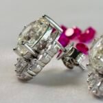 Vintage Fan Motif Pave CZ Stud Earrings in Rhodium Silver - Image 2