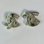 Interlocking Curve Pave CZ Stud Earrings in Rhodium Silver