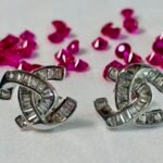 Interlocking Curve Pave CZ Stud Earrings in Rhodium Silver - Image 2