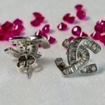 Interlocking Curve Pave CZ Stud Earrings in Rhodium Silver - Image 3