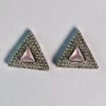 Geometric Triangle Pave CZ Stud Earrings in Rhodium Silver