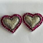Pink Halo Heart Shaped CZ Stud Earrings in Rhodium Silver